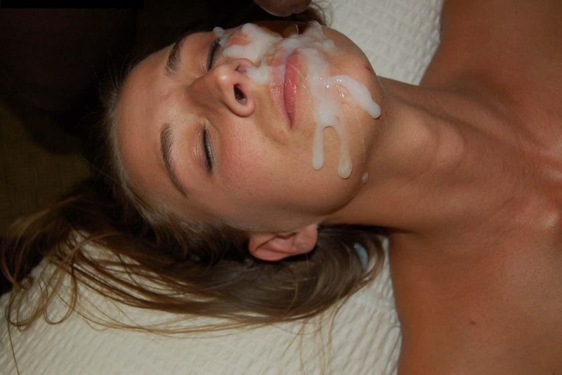 Blonde cum on homemade face