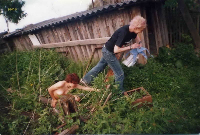 Girls nude in chicken coop