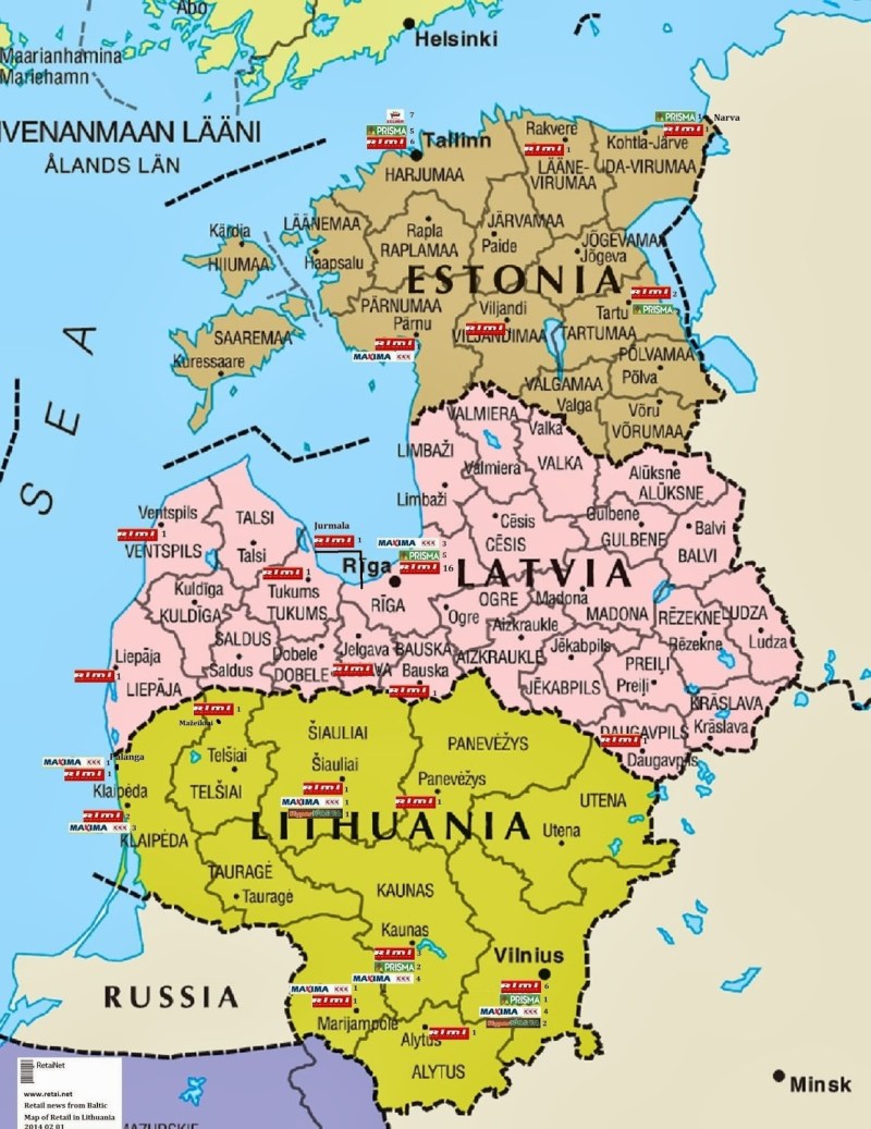 Group of objects: Latvia, Estonia, Germany, Belgium