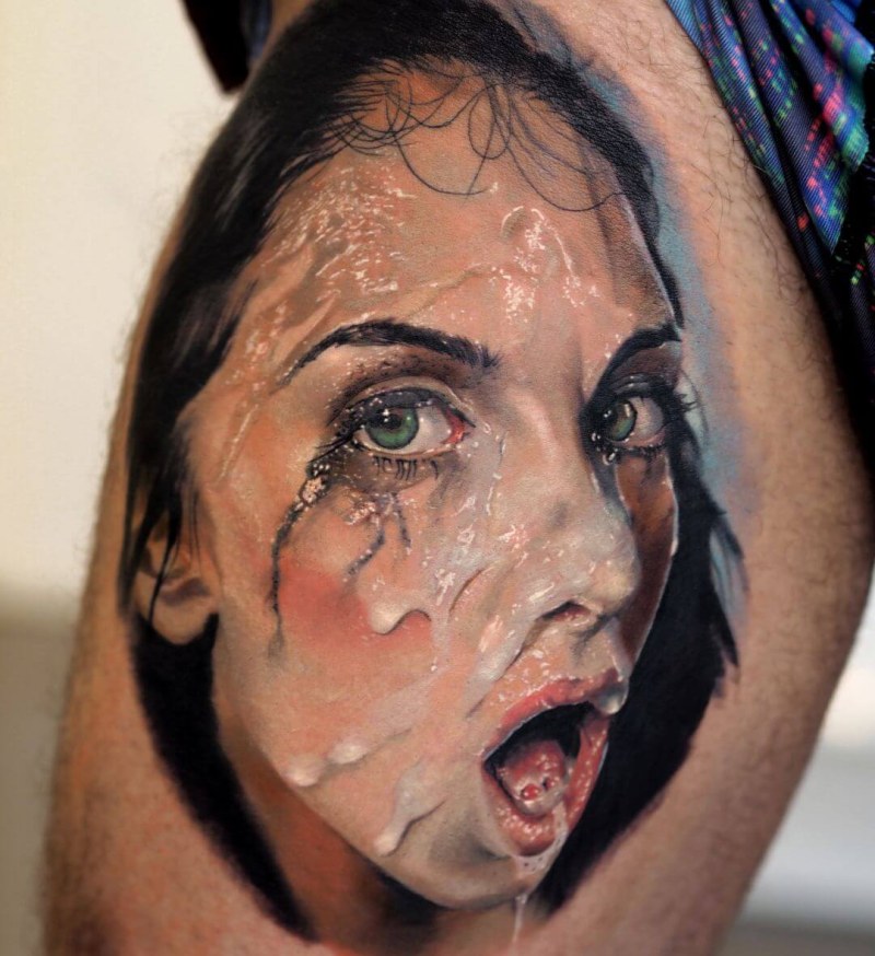 Cumshots on tattooed