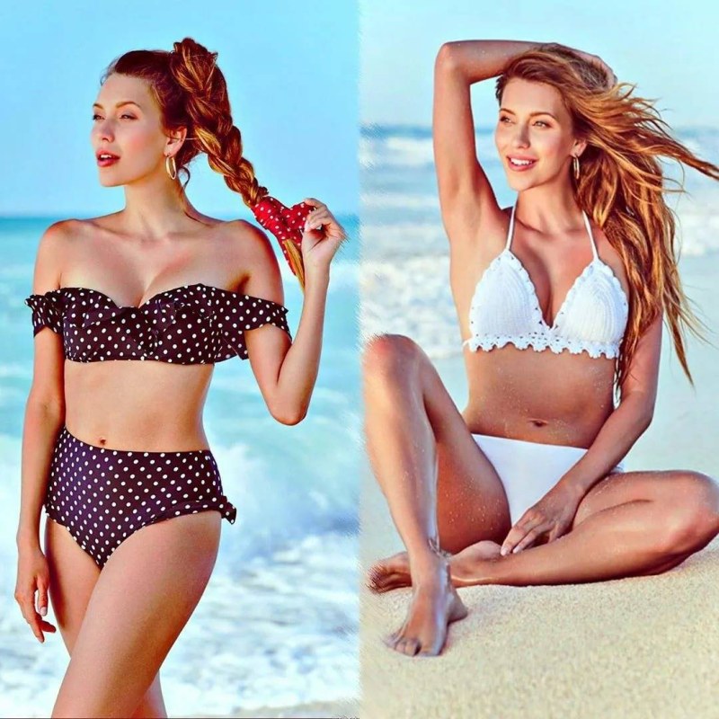 Julia Koval Leading Eagle and Tails in a swimsuit