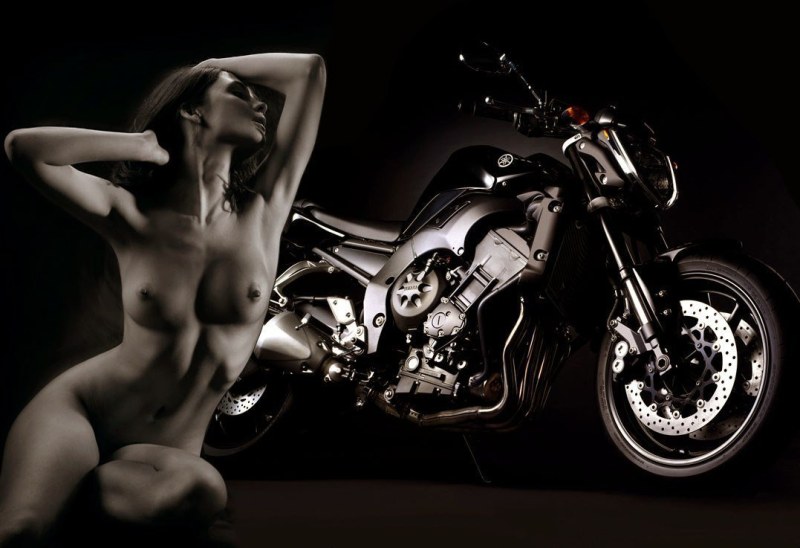 Naked girl on a motorcycle