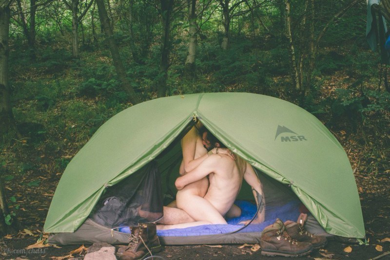 Naked girls in a tent