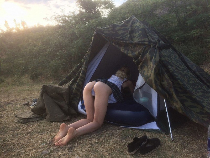 Girl in a tent