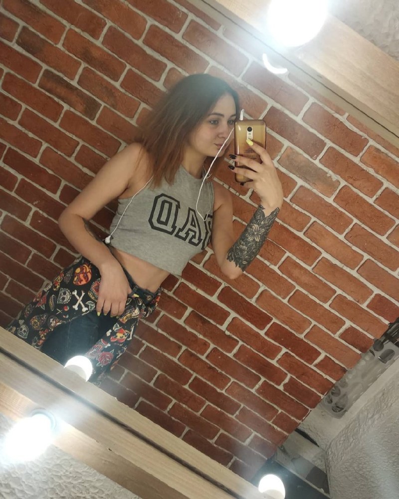 Selfies of schoolgirls at the mirror