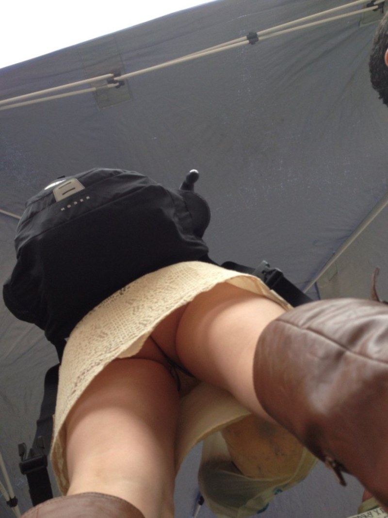 Without panties in transport