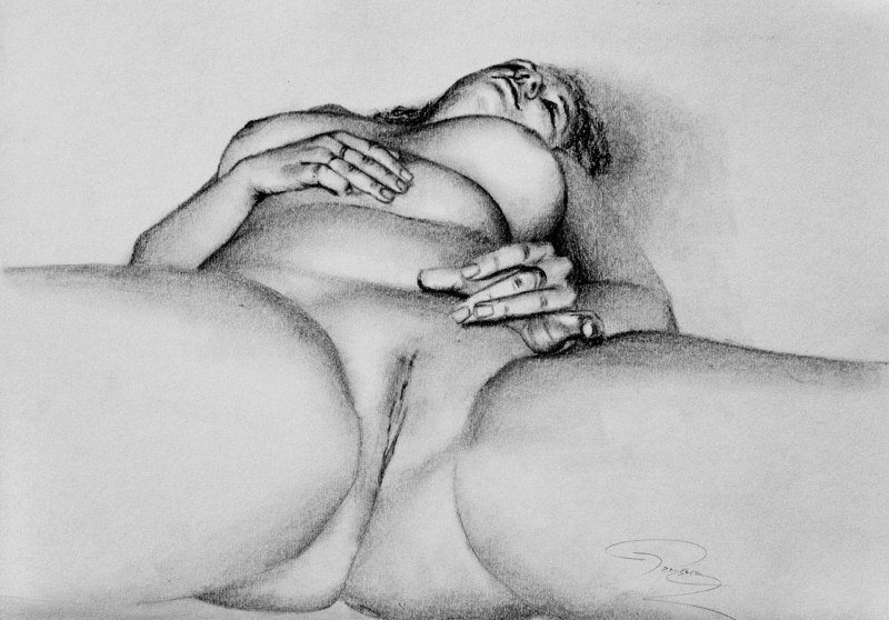 Vagina drawing with a pencil