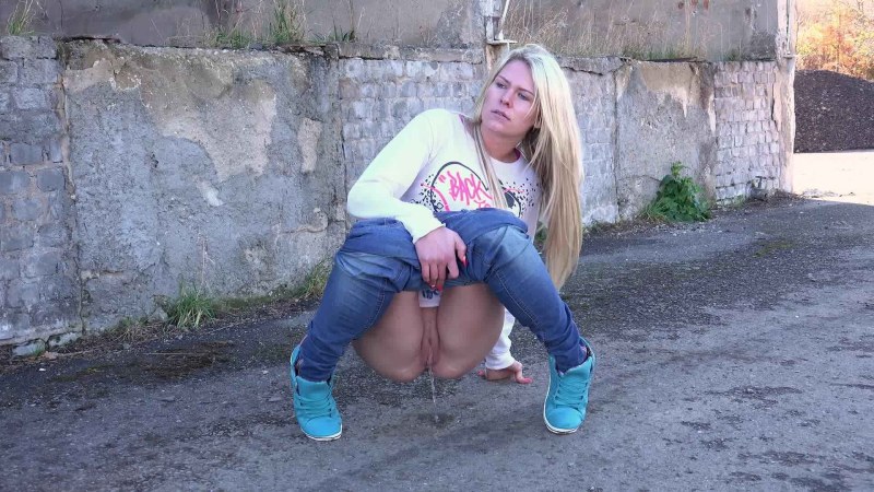 The girl wrote on the street