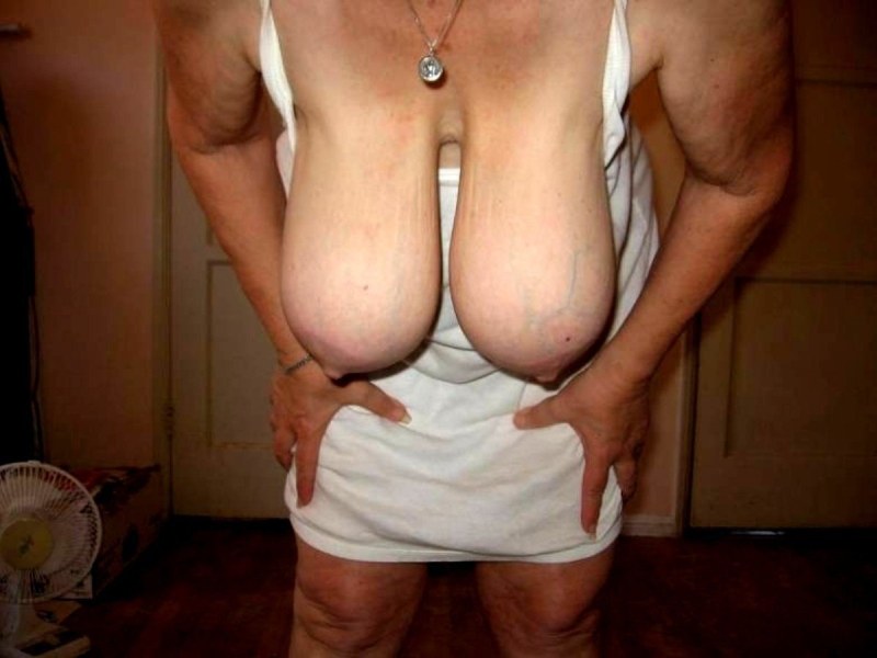 Hanging breasts with wrinkles