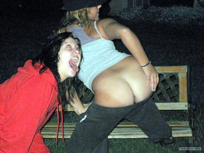 Drunk naked women on the street