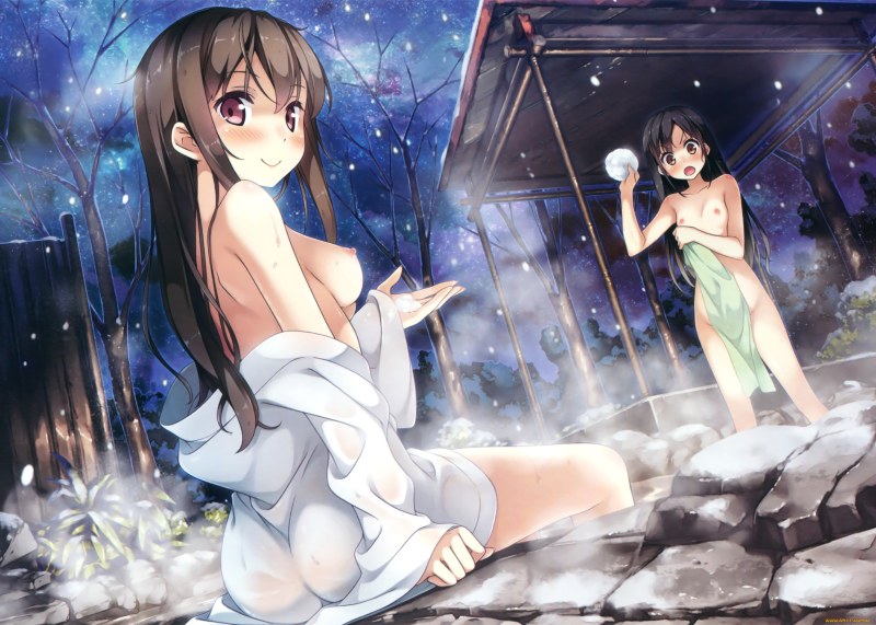 Girls on hot springs hentai