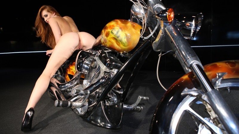 Naked women anal on a motorcycle