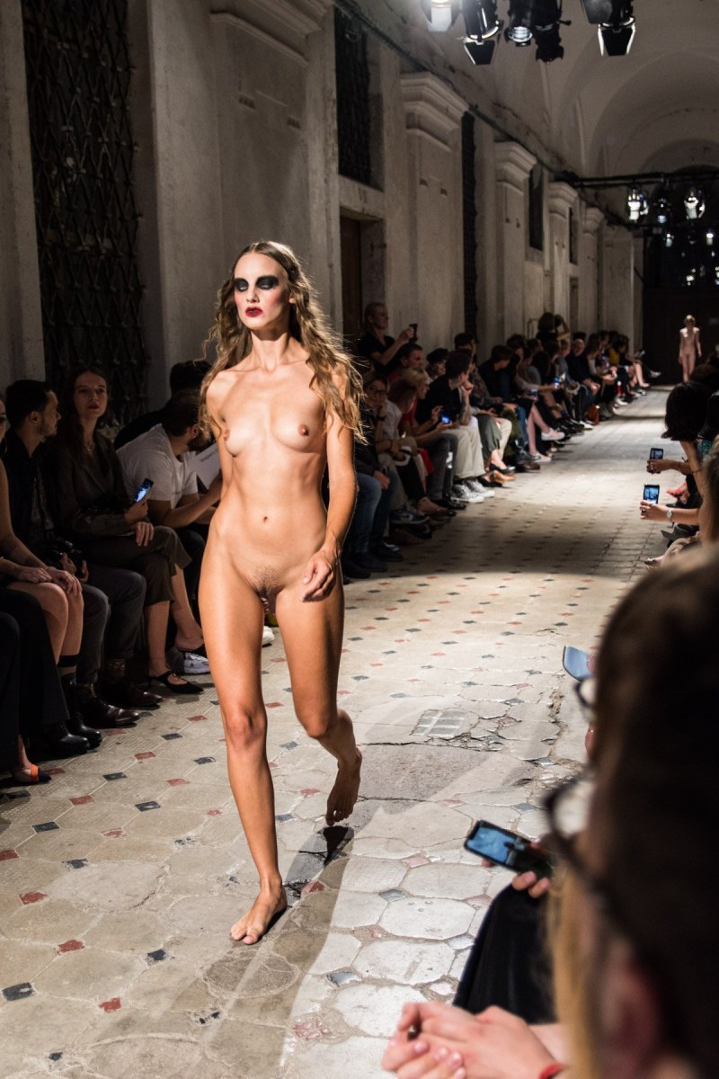 Naked models at the fashion show