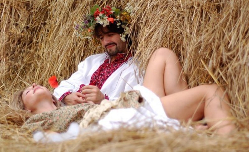 Man and woman in hay
