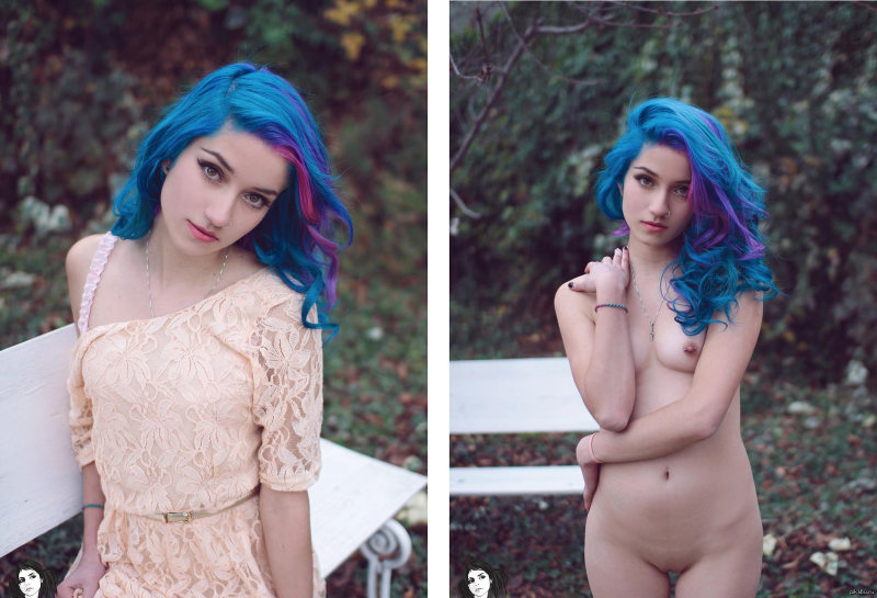 Girl with blue hair nude