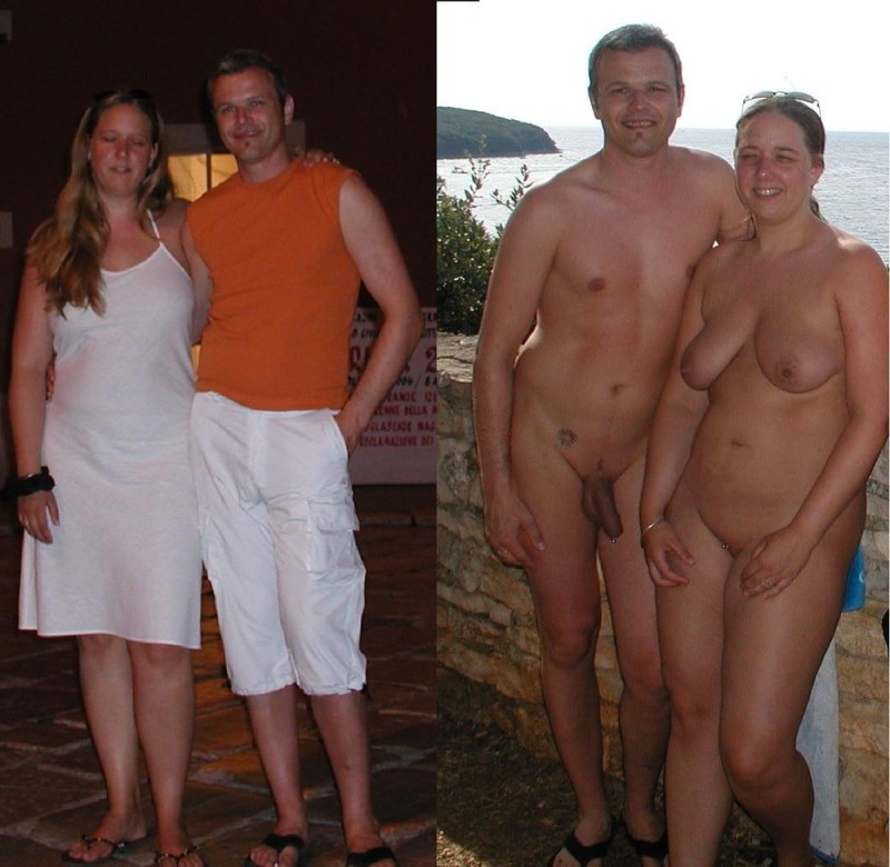 Married couples dressed and stripped