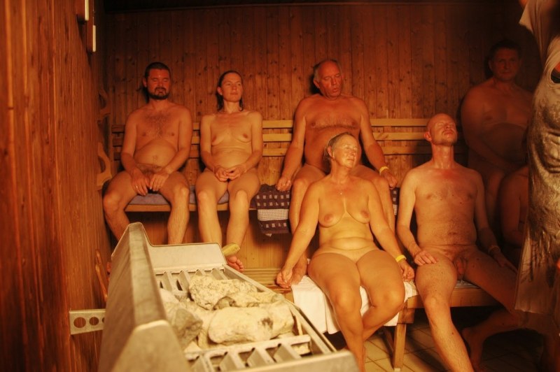 Girls in a sauna without clothes