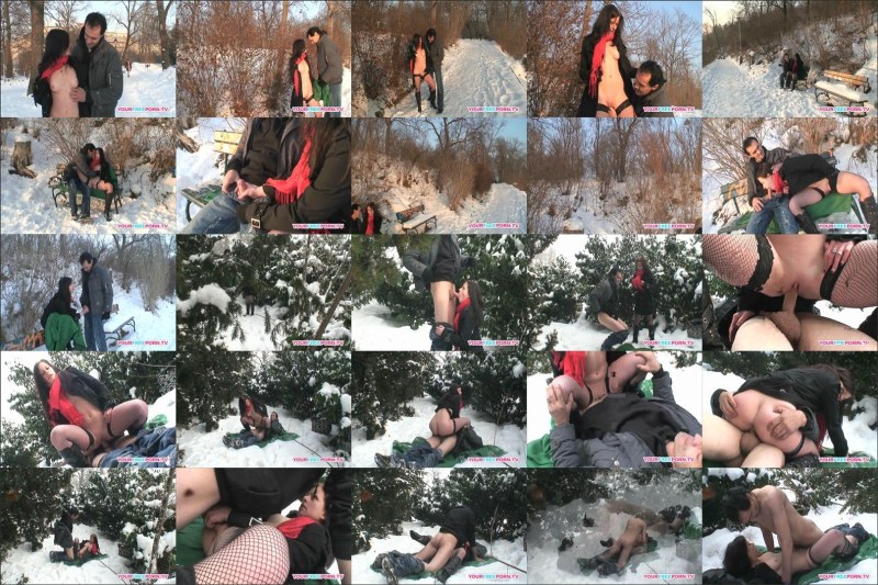 Anal in the park in winter amateur