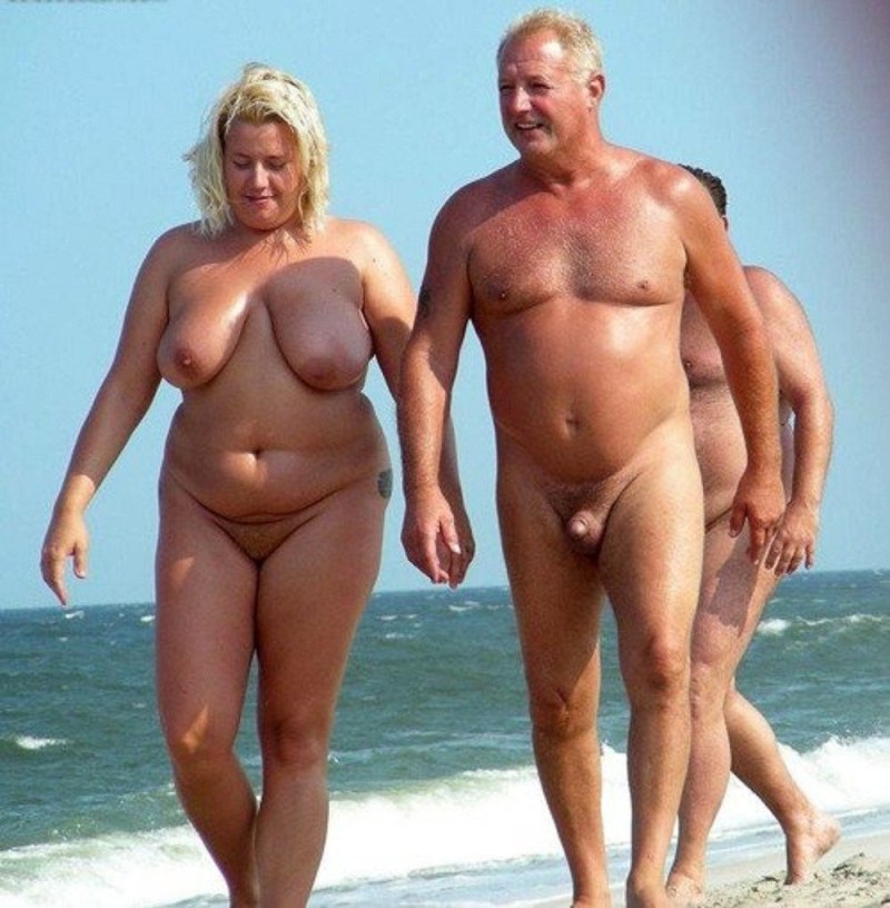 Naked elderly couples on the beach