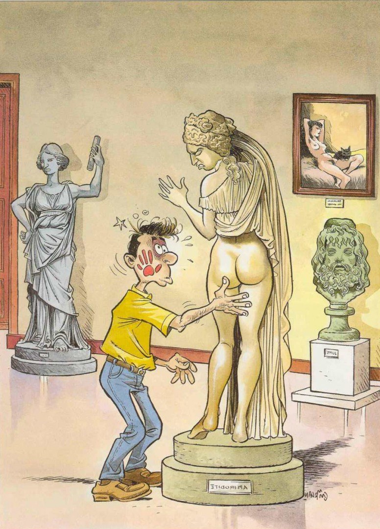 Erotic caricatures on the beach