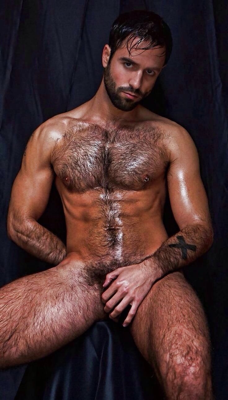 Naked muscular hairy men