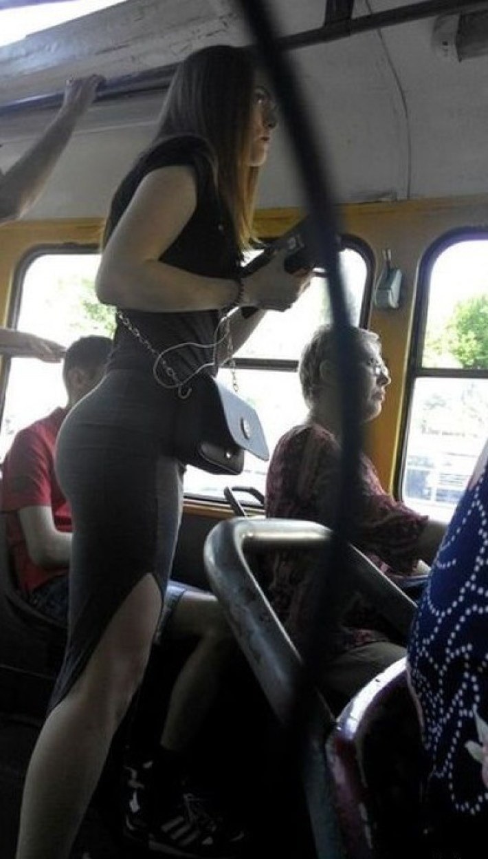 In tights in the train