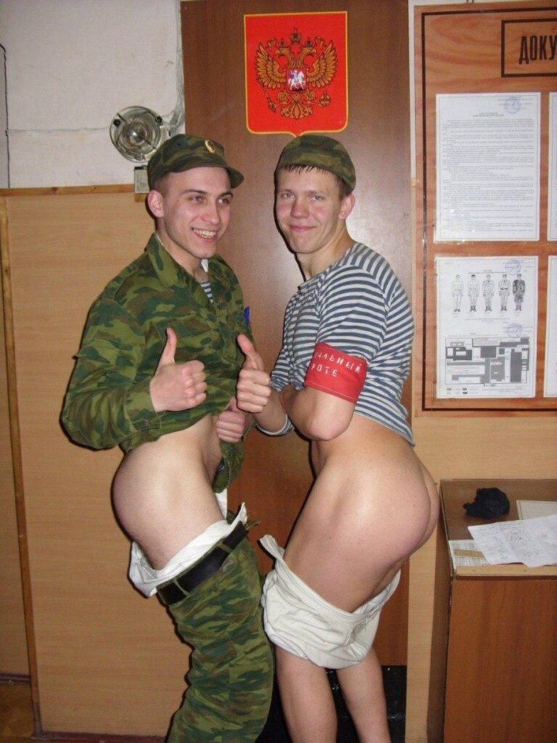 Naked Russian soldiers in the army