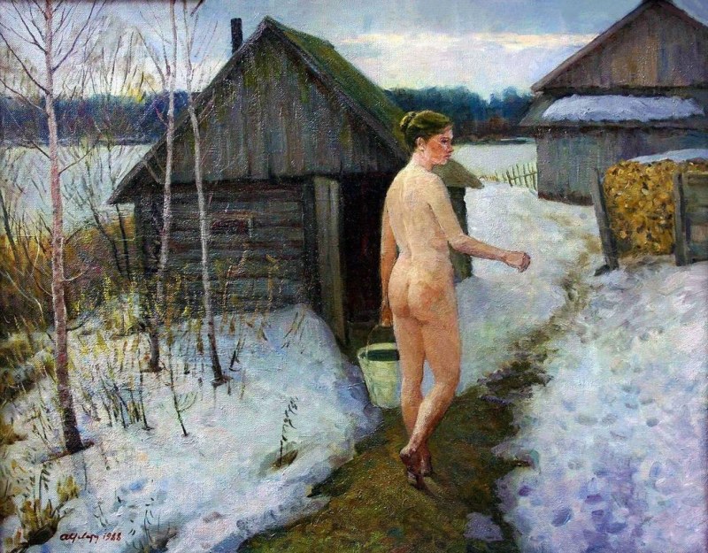 Girls in the lake bathed naked