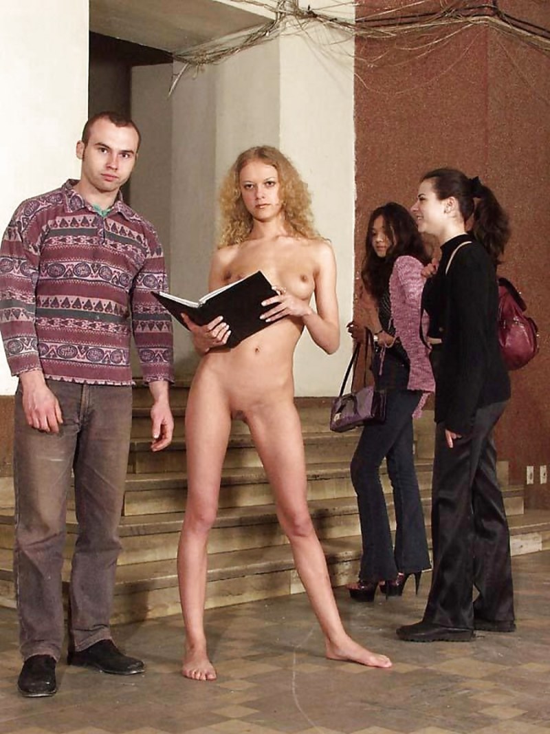 Girls undress in front of the public