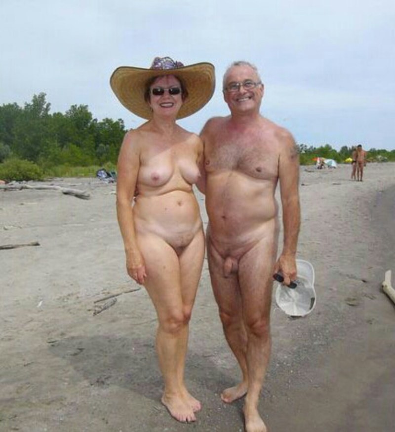 Naked elderly couples on the beach