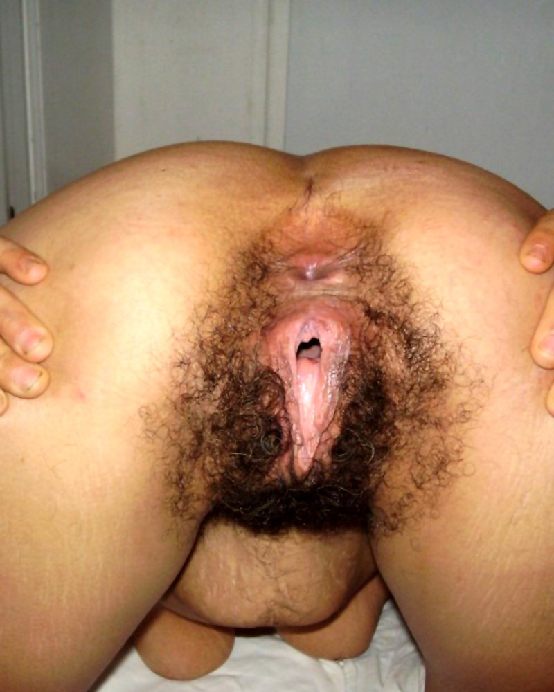 Dirty hairy female anus