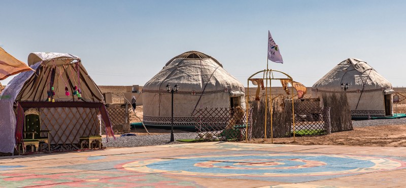 Desert and yurts in Uzbekistan