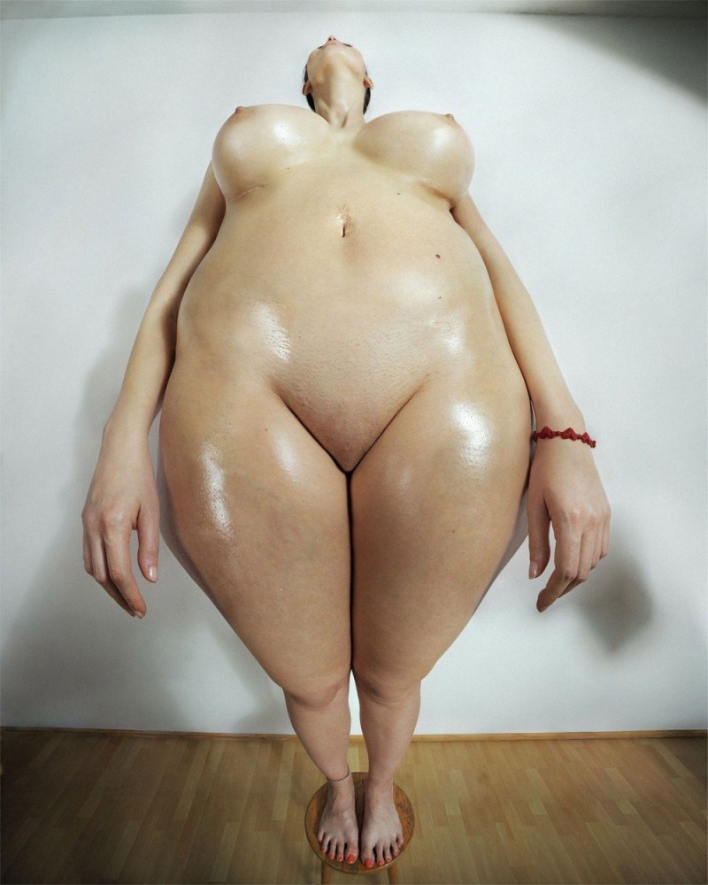 Naked women with a pear figure