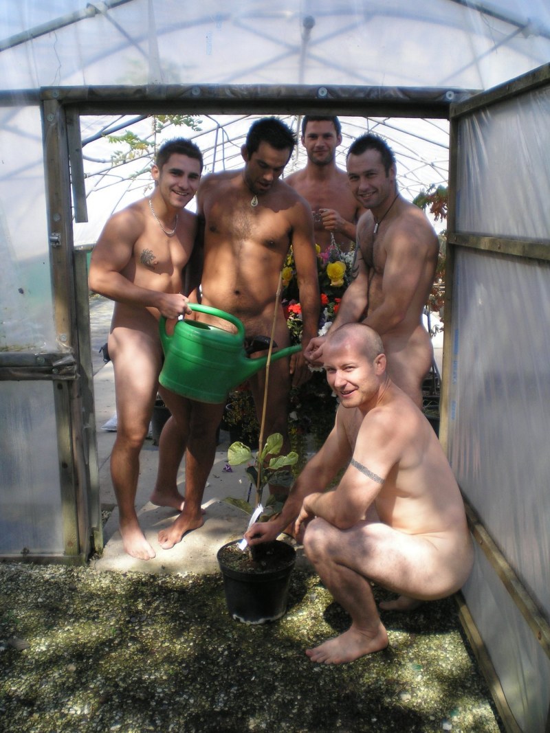 Naked men and women in nature