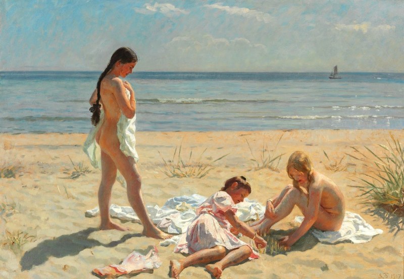 Naked students in the village