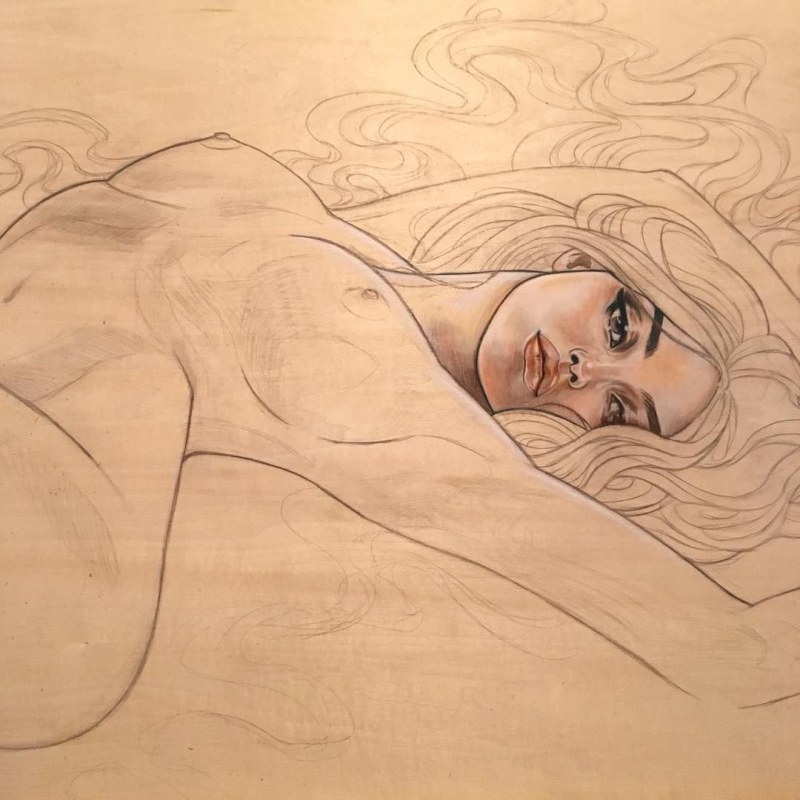 Naked drawings with colored pencils