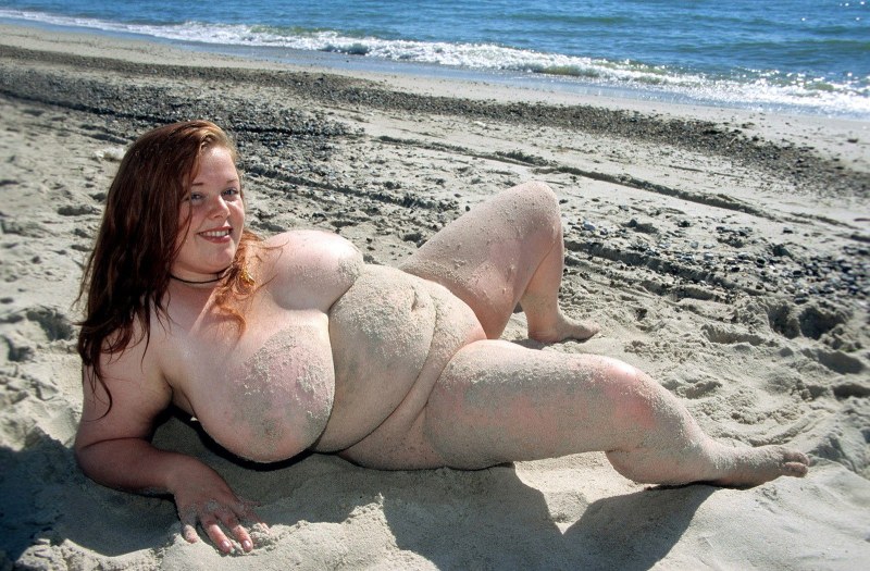 Naked Samantha 38G on the beach