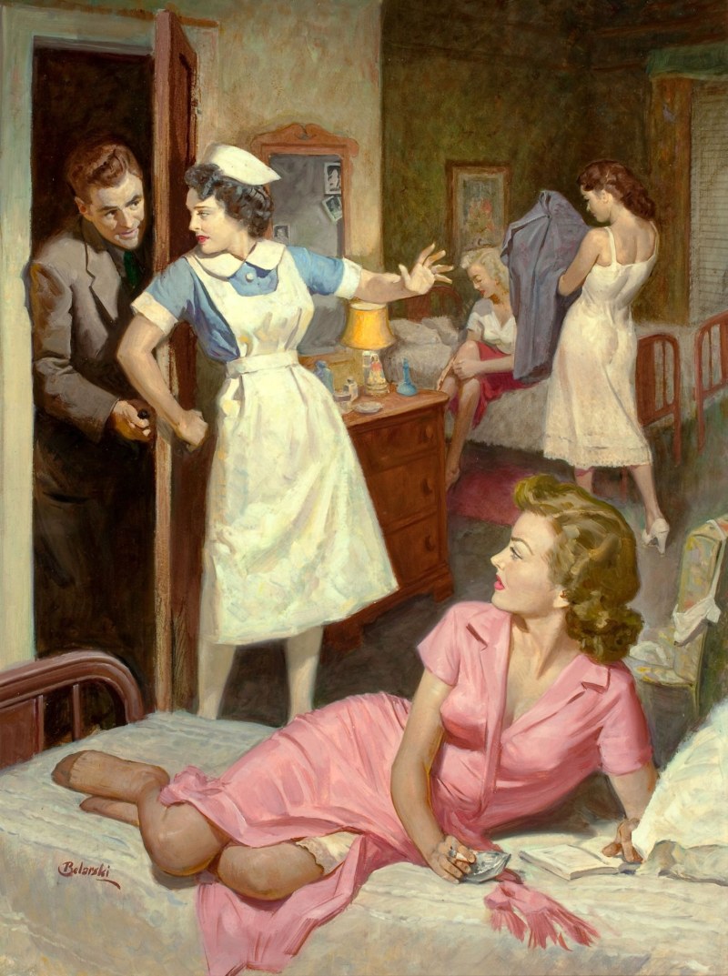 Naked young nudists prepare dinner