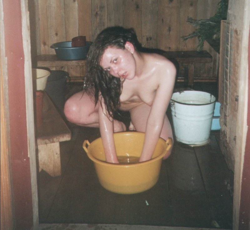 Naked women in a village bath