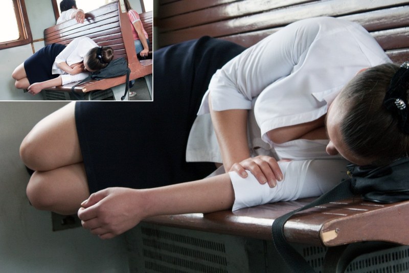 Spied on a large breast on the train