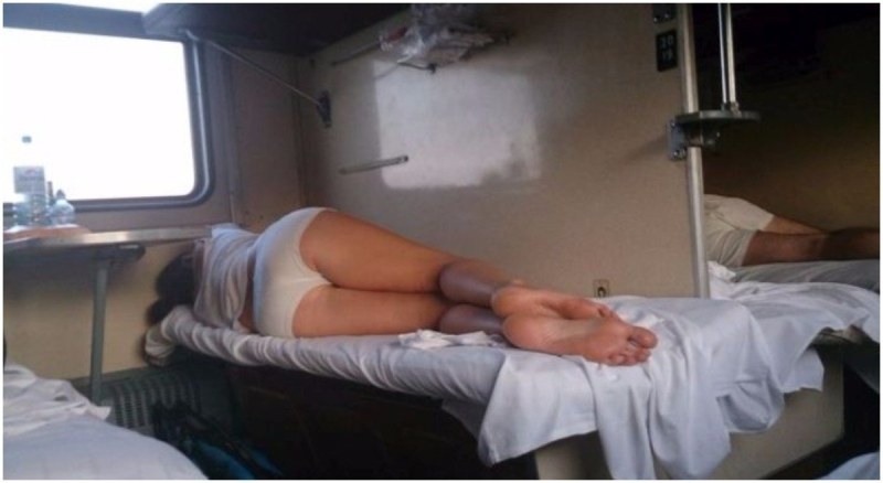 Chicks naked in the train