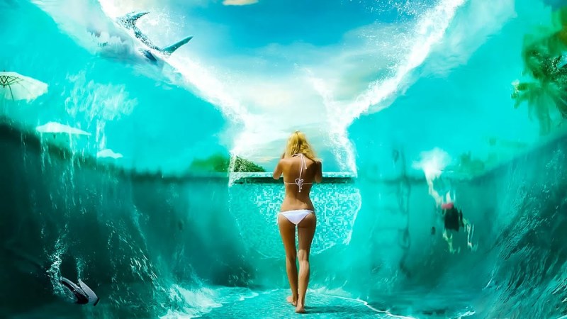 Girl gets out of the water