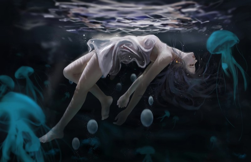 The girl is drowning