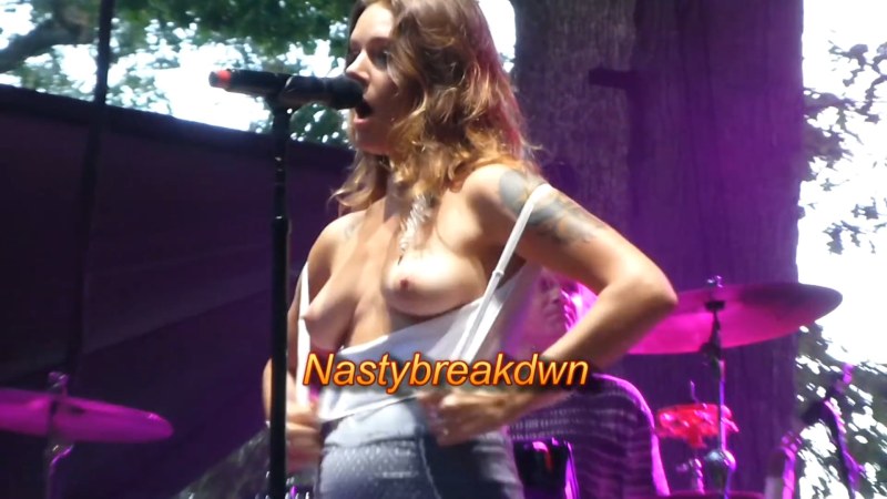 Naked boobs at the rock festival