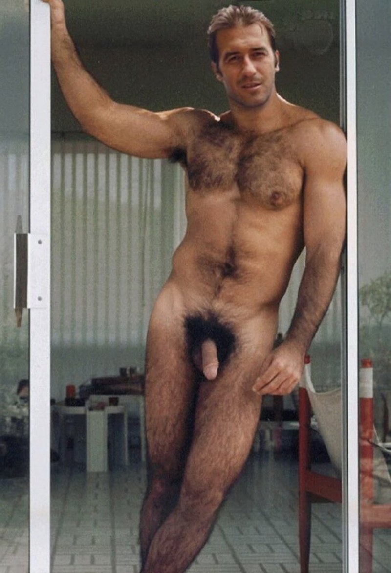 Naked men with a hairy member