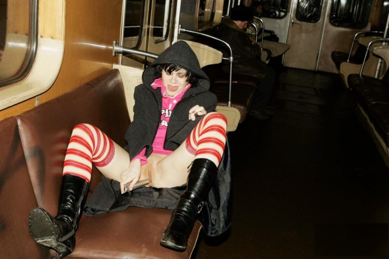 Girls without panties in the subway