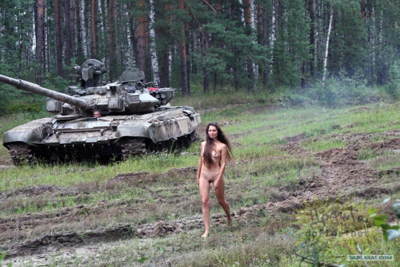 Naked beauties on a tank