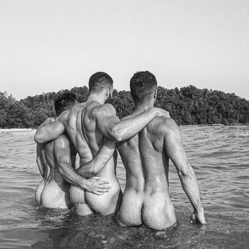 Naked mature men on the beach