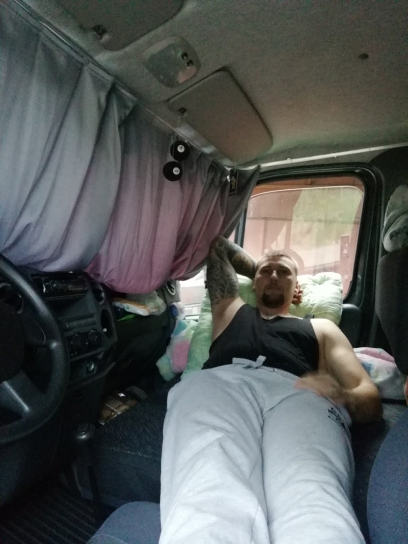 In tights under the skirt in transport