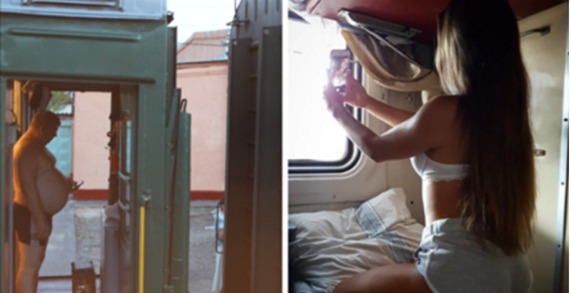 Women in the train Naked